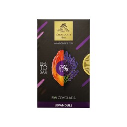 BIO Čokoláda 65% s levandulí Bean to bar 60 g