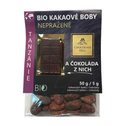 BIO Kakaové boby nepražené + čokoládka Tanzanie 55g