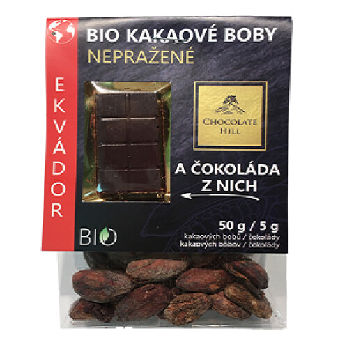 BIO Kakaové boby nepražené + čokoládka Ekvádor 55g