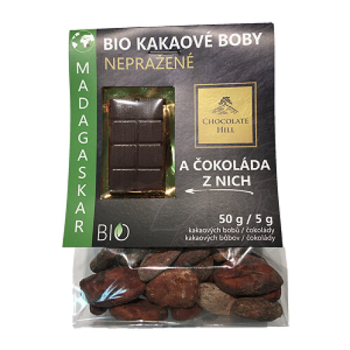 BIO Kakaové boby nepražené + čokoládka Madagaskar 55g