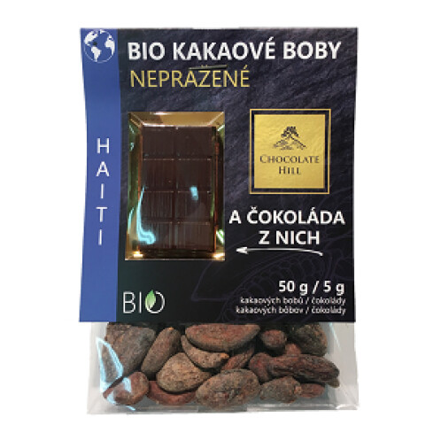 BIO Kakaové boby nepražené + čokoládka Haiti 55g