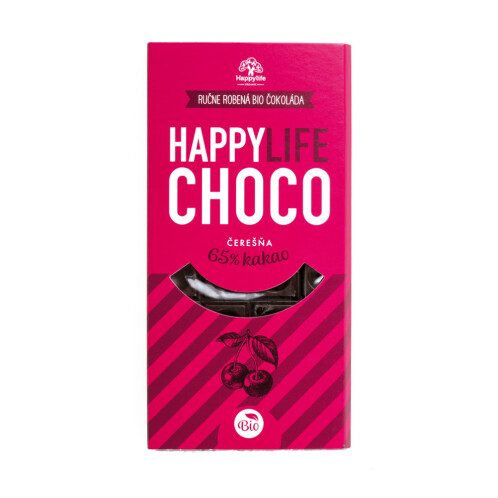 BIO Choco čokoláda 65% hořká s třešněmi 70 g