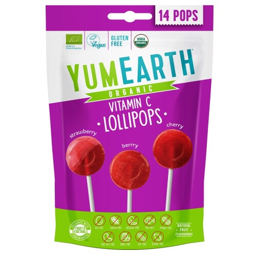 YumEarth BIO Ovocná lízátka s příchutí jahody, třešně a lesních plodů 87 g